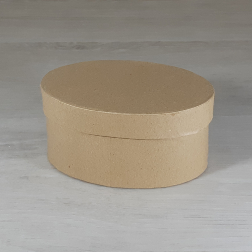 Papír doboz tetővel - ovális, 12,5x8,5cm, 6,5cm magas, natúr
