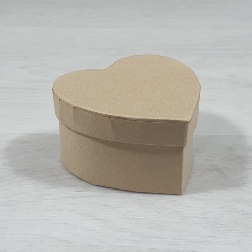 Papír doboz tetővel - szív, 8x8cm, 4,5cm magas, natúr