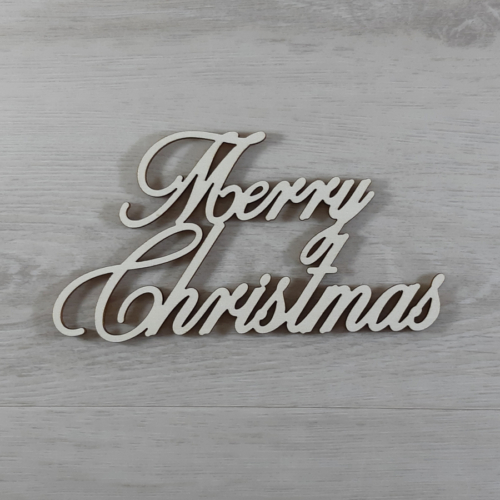 Merry Christmas felirat - 'Cloe' betűtípussal, 15cm széles, natúr
