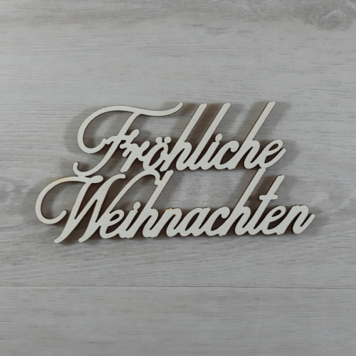 Fröhliche Weihnachten felirat - 'Cloe' betűtípussal, 15cm széles, natúr