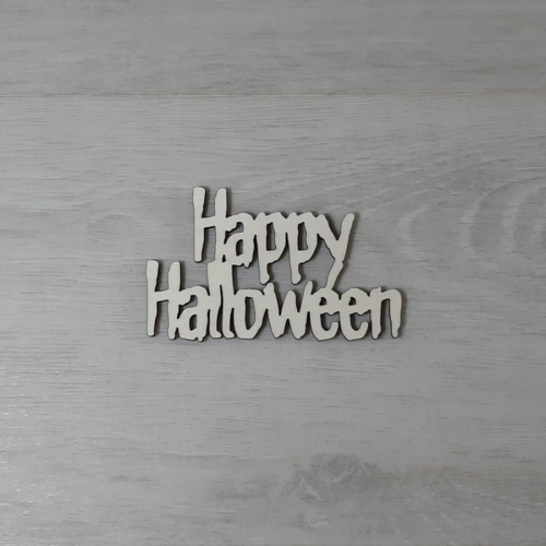 Happy Halloween felirat - 2 soros, 'Monster', 10cm, natúr