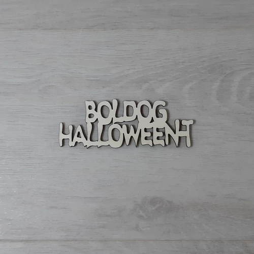 Boldog Halloween-t felirat - 2 soros, 'Ghost', 10cm, natúr