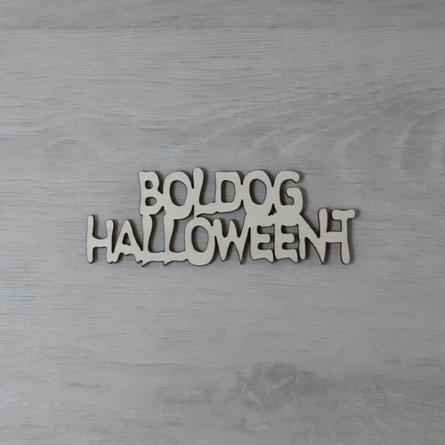 Boldog Halloween-t felirat - 2 soros, 'Ghost', 14cm, natúr