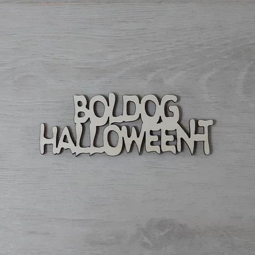 Boldog Halloween-t felirat - 2 soros, 'Ghost', 18cm, natúr