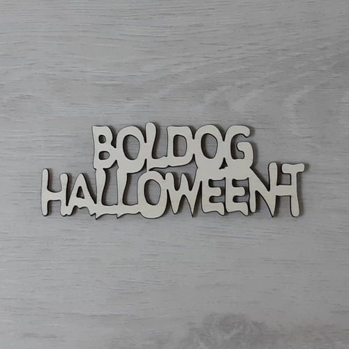 Boldog Halloween-t felirat - 2 soros, 'Ghost', 21cm, natúr