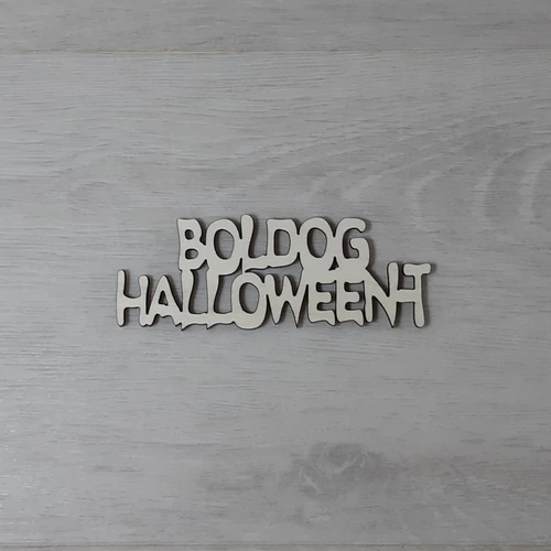 Boldog Halloween-t felirat - 2 soros, 'Ghost', 24cm, natúr