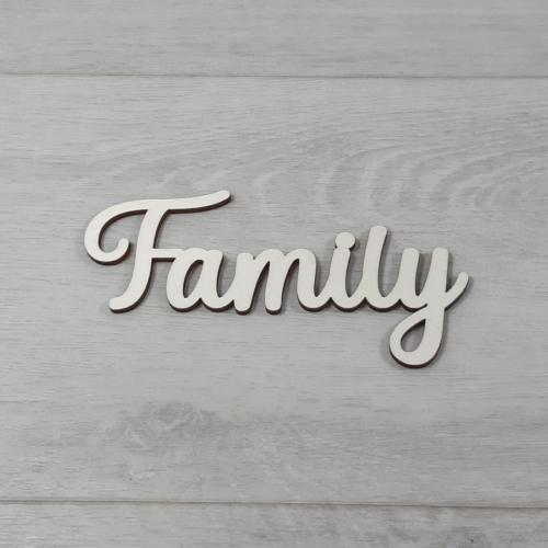 Family felirat - 'Molly' betűtípussal, 12cm széles, natúr