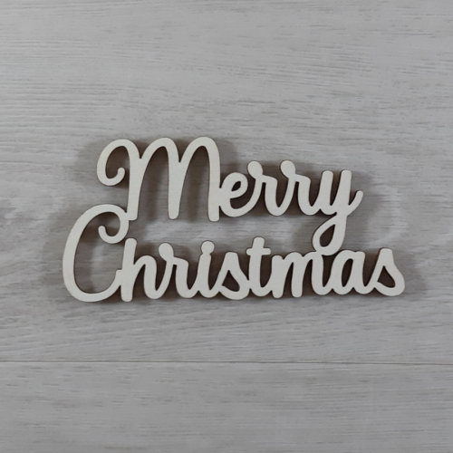 Merry Christmas felirat - 'Molly' betűtípussal, 12cm széles, natúr