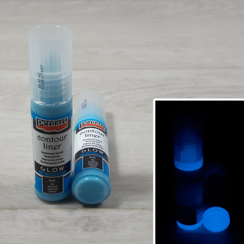 Pentart Glow kontúrozó festék - kék, 20ml