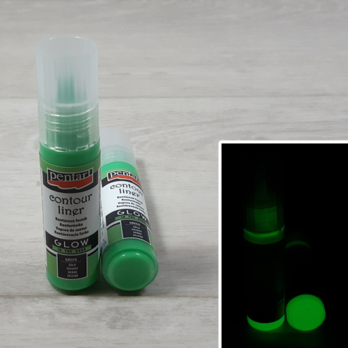Pentart Glow kontúrozó festék - zöld, 20ml