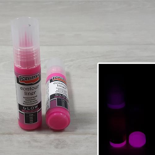 Pentart Glow kontúrozó festék - pink, 20ml
