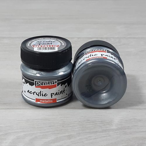 Pentart metál akrilfesték - Ezüst fufallat, 50ml