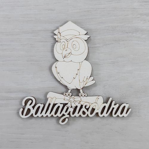 Bagoly oklevéllel, Ballagásodra felirattal - 10cm, natúr