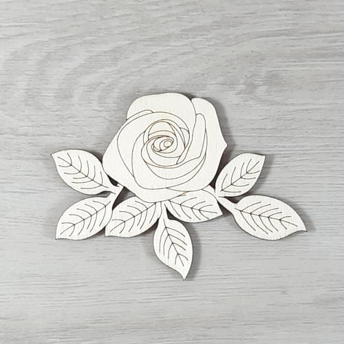 Rózsa levéllel, 1 virágos - 10cm, natúr
