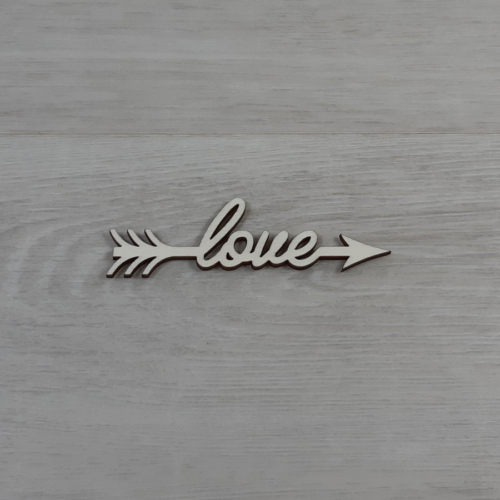 Nyíl 'Love' felirattal - 10cm, natúr