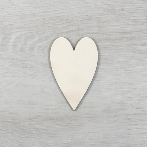 Hosszúkás szív alakú tábla - 3cm, natúr
