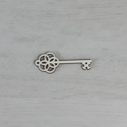 Kulcs, virágos - 6cm, natúr